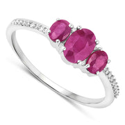 Bids.com 1.02 Carat Genuine Ruby and White Diamond 14K White Gold Ring Rings