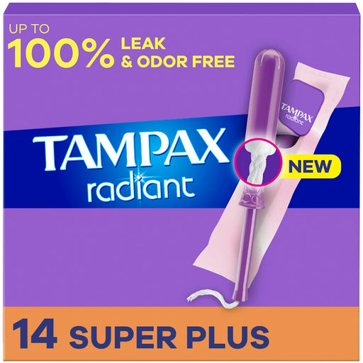 Tampax Tampax Radiant Super Plus Absorbency Tampons With LeakGuard Braid - Unscented Tampons Medium Purple