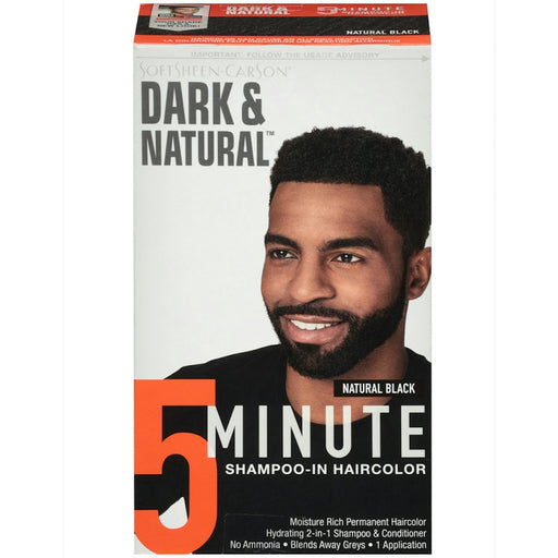 SoftSheet Carson Dark & Natural For Men 5-Minute Natural Black Shampoo-In Hair Color Kit Hair Color