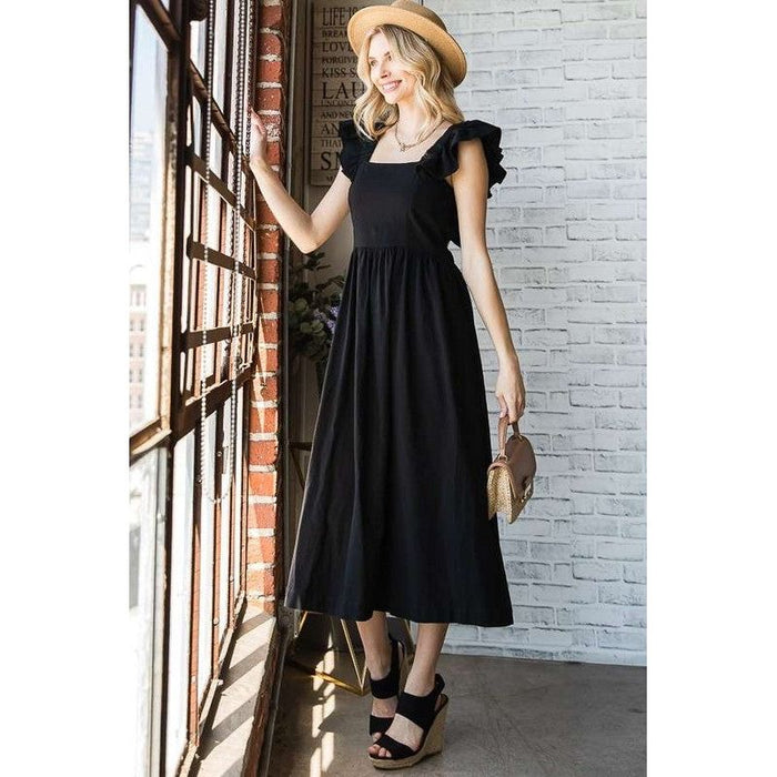 Linen Ruffle Mid Dress