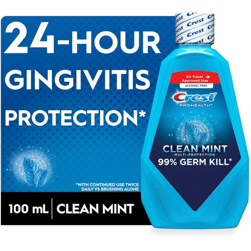 Crest Crest Pro Health Multi Protection Clean Mint CPC Travel Size, 12 x 3.3 Fl Oz Mouthwash Dark Cyan