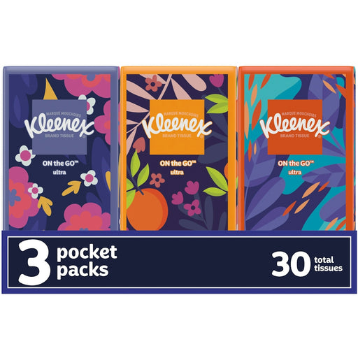 Kleenex Kleenex On The Go Packs Facial Tissues, 3-ply, White, 30 Sheets/pack, 36 Packs/carton Facial Tissues Midnight Blue
