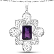Bids.com 7.80 Carat Genuine Amethyst .925 Sterling Silver Pendant Pendants