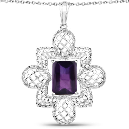 Bids.com 7.80 Carat Genuine Amethyst .925 Sterling Silver Pendant Pendants