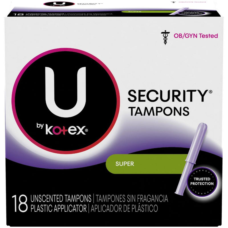 U by Kotex U by Kotex Security Tampons, Plastic Applicator, Super, Unscented Tampons Black