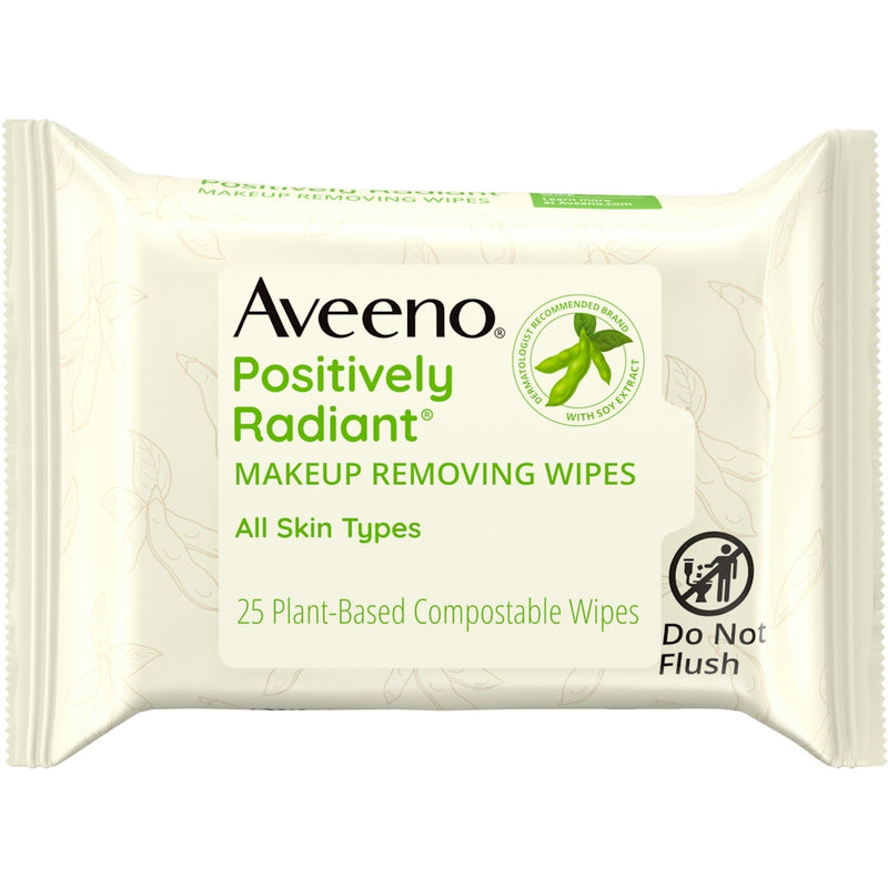 Aveeno Aveeno Positively Radiant Oil Free Makeup Removing Face Wipes, 25 Ct Health & Beauty