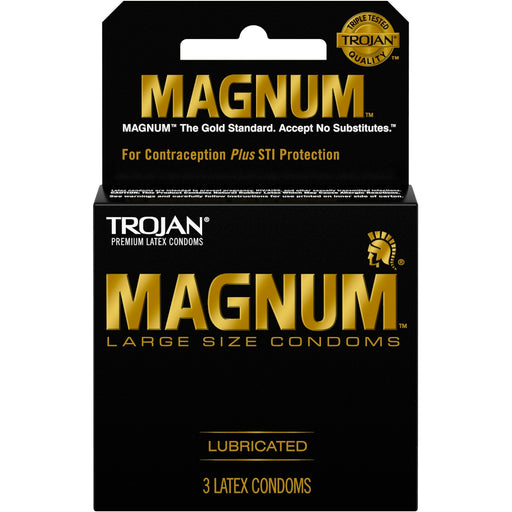 Trojan Trojan Magnum Condoms, Premium Latex, Lubricated, Large Size Condoms Black