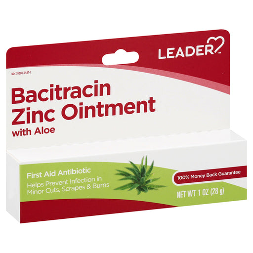 Leader Leader Zinc Ointment With Aloe, Bacitracin, 1 Oz First Aid White Smoke