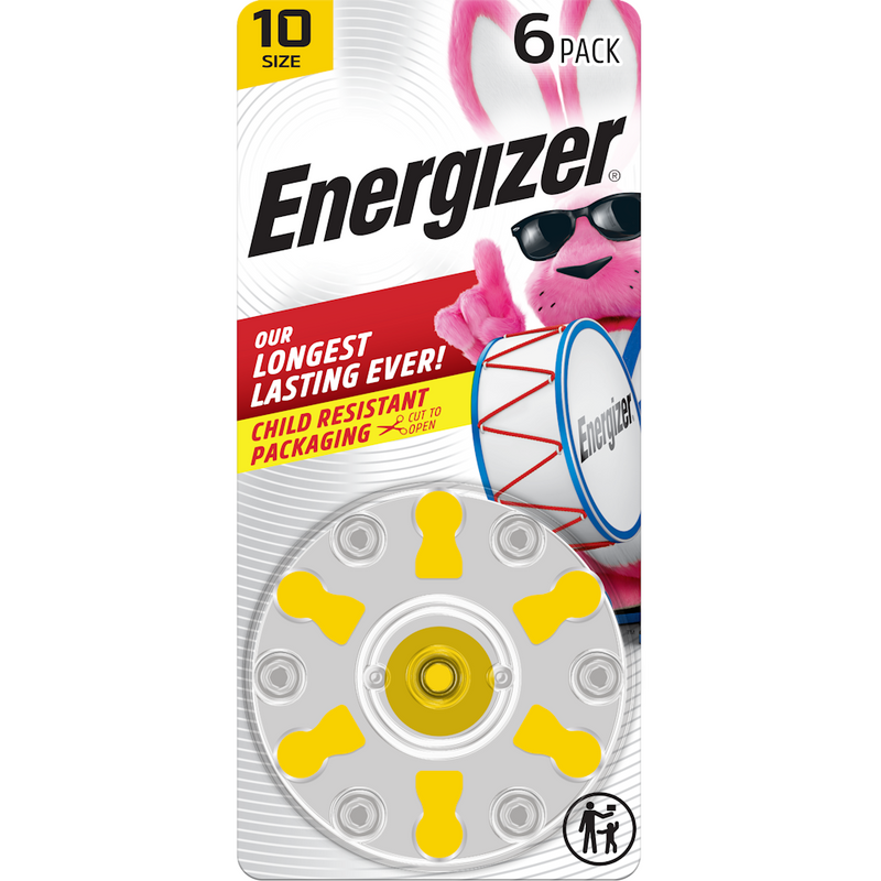 Energizer Energizer Hearing Aid Batteries, Size 10, Yellow Tab, 6-Pk Batteries
