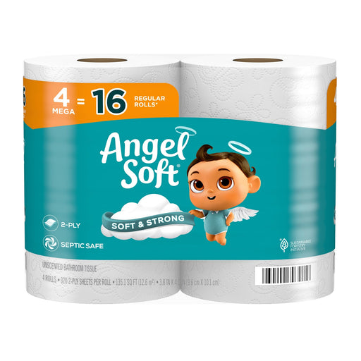Angel Soft Angel Soft Bathroom Tissue, Unscented, Mega Rolls, 2 Ply Toilet Paper Dark Cyan