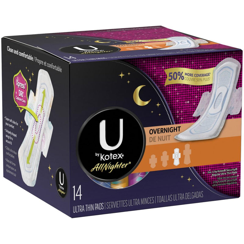 U by Kotex U by Kotex All Nighter Pads, Ultra Thin, Wings, Overnight Health & Beauty