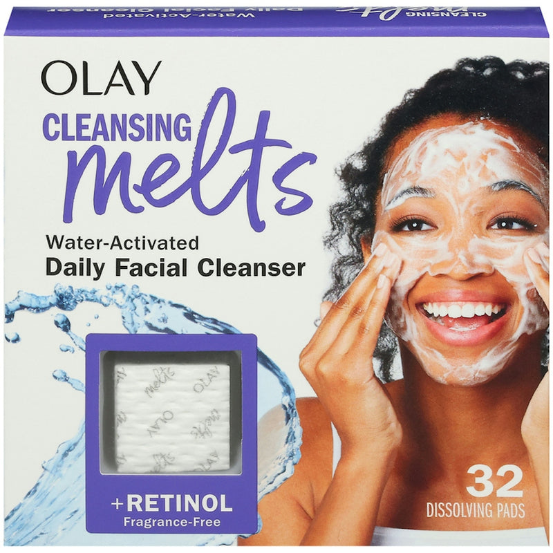 Olay Olay Cleansing Melts Facial Cleanser with Retinol, 3 in 1 Pads, 32 Count Facial Cleansers