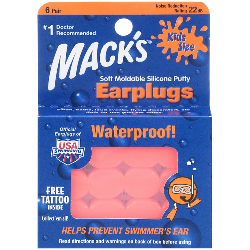 Mack's Mack's Pillow Soft Silicone Earplugs for Kids, Waterproof - Orange, 6 Pair Earplugs