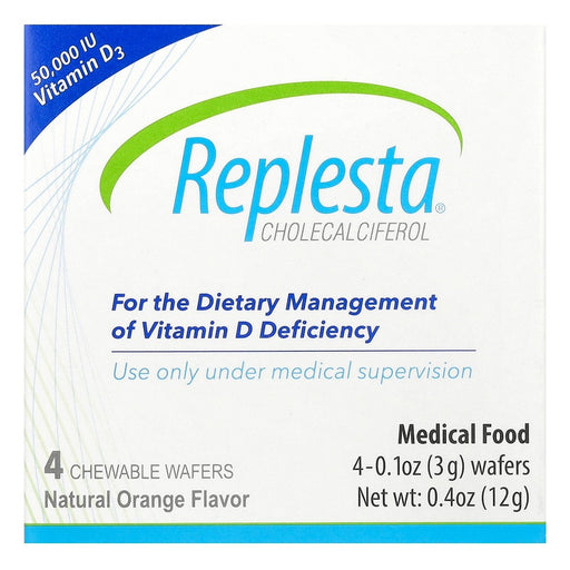 Replesta Replesta Vitamin D-3, Cholecalciferol, Natural Orange, 50,000 IU, 4 Chewable Wafers Vitamins & Supplements White Smoke