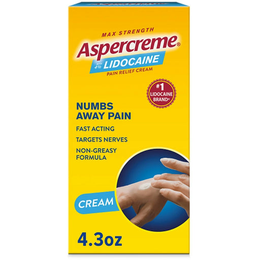 Aspercreme Aspercreme Max Strength Pain Relief Cream With 4% Lidocaine 4.3 Oz Box Medicine & Drugs