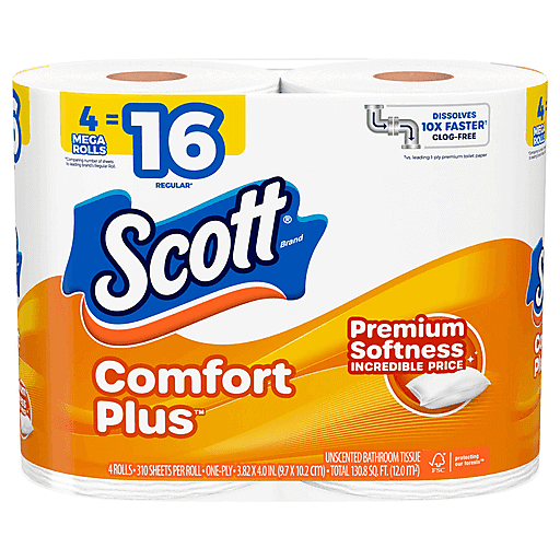 Scott Scott Bathroom Tissue, Unscented, Mega Rolls, One Ply Paper & Plastic Shopping Bags