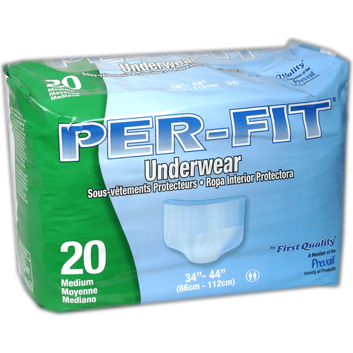 First Quality First Quality Prevail Per-Fit Protective Underwear Medium 32"-44" (case 4x20) Incontinence Aids