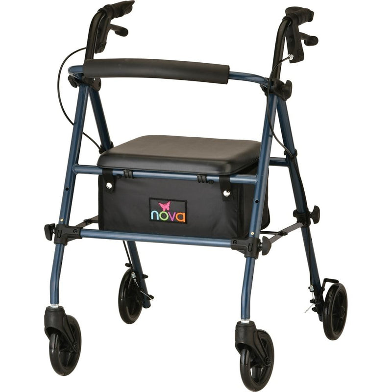 Nova NOVA Journey Rolling Walker with Seat and Storage Pouch, Blue Walkers