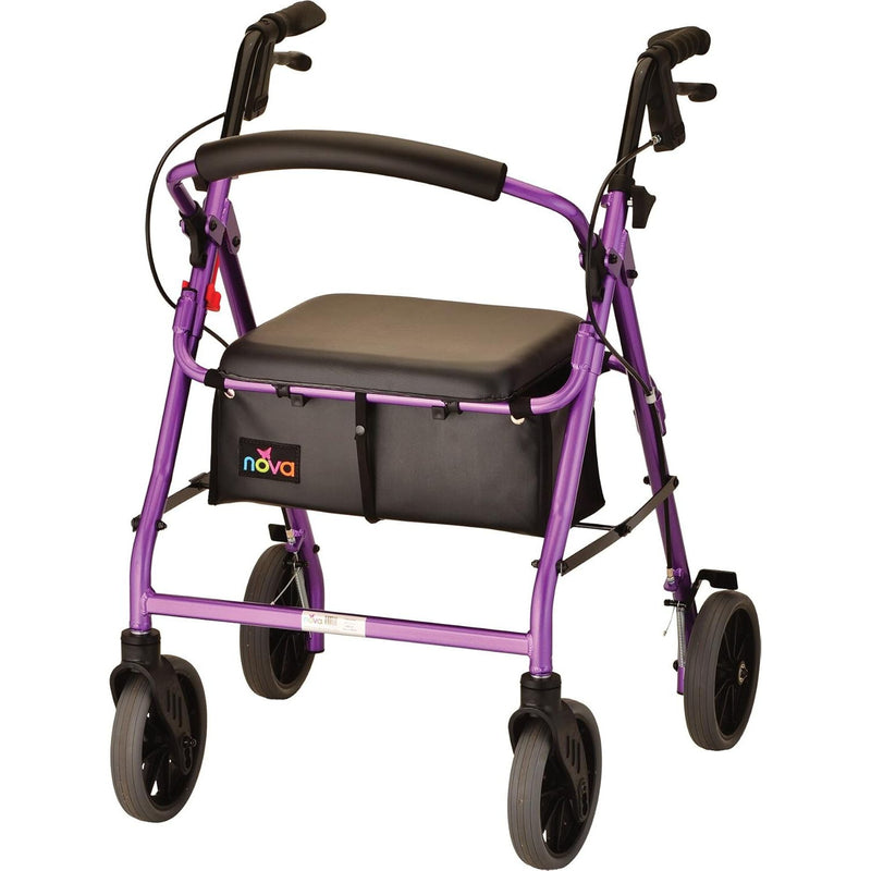 0 NOVA Zoom 22" Seat Hght Foldable Rolling Walker Rollator 8" Wheels-OPENBOX PURPL Measuring Wheels