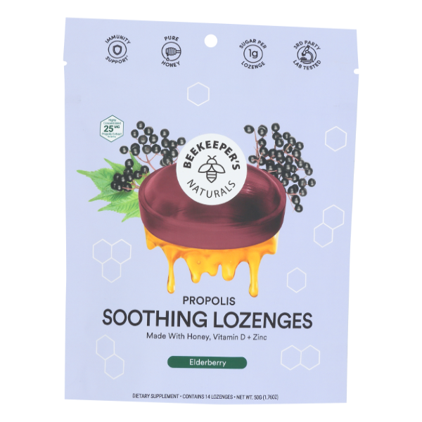 Beekeeper's Naturals Beekeeper's Naturals Propolis Soothing Lozenges, Elderberry Vitamins & Supplements Lavender