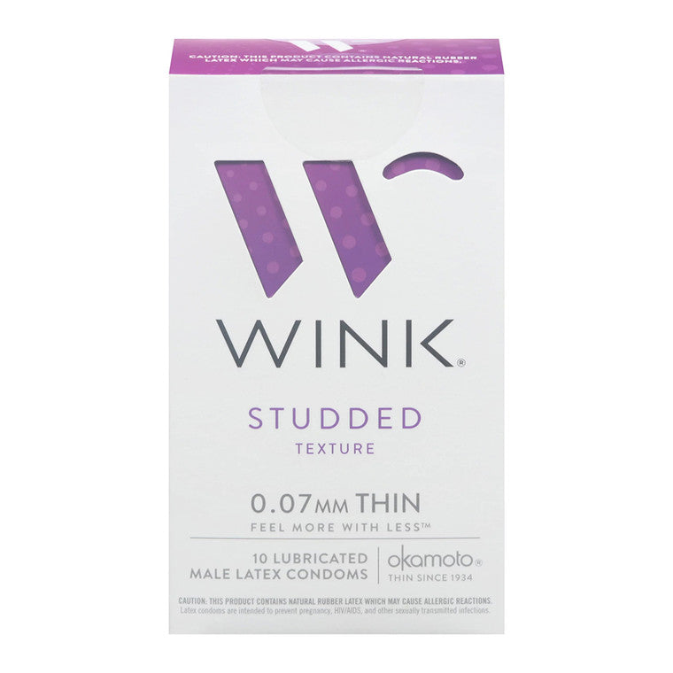 Wink Wink Studded Texture Condoms – Extra Stimulation & Pleasure, 10 Count Condoms