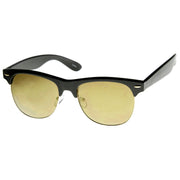 zeroUV New Flash Mirrored Lens Horned Rim Half Frame Sunglasses 8927 Sunglasses