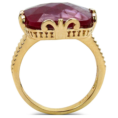 Bids.com 14K Yellow Gold Plated 19.20 Carat Genuine Dyed Ruby Sterling Silver Ring Rings