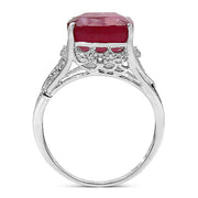 Bids.com 4.20 ct. t.w. Glass Filled Ruby and White Topaz Ring in Sterling Silver Rings