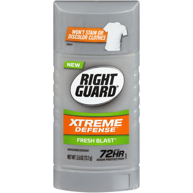 Right Guard Right Guard Xtreme Defense Antiperspirant Deodorant Invisible Solid Stick, Fresh Blast, 2.6 Ounce Deodorant Dark Gray