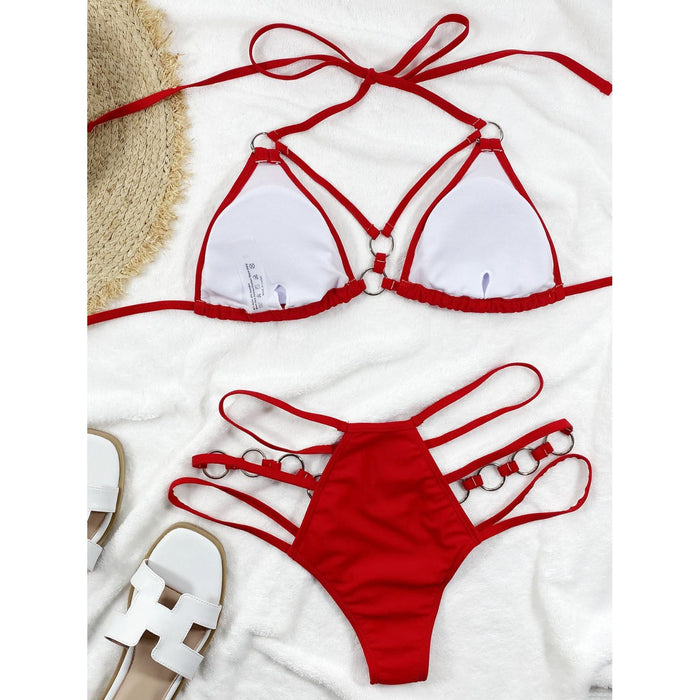 Cutout Halter Neck Two-Piece Bikini Set