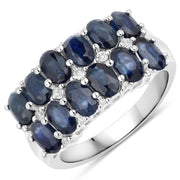 Bids.com 2.80 Carat Genuine Blue Sapphire and White Topaz .925 Sterling Silver Ring Rings