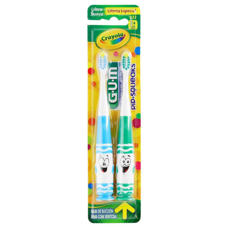 GUM GUM Crayola Pip Squeaks Toothbrushes, Ultrasoft 232 Toothbrushes White Smoke