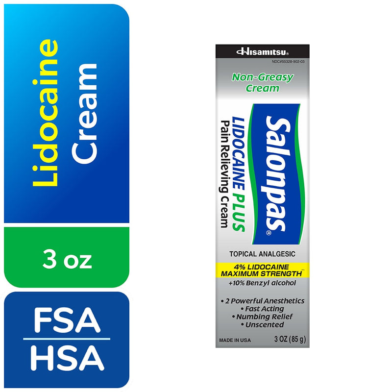 Salonpas Salonpas Non Greasy Lidocaine Plus Pain Relieving Cream  3 Oz Health & Beauty