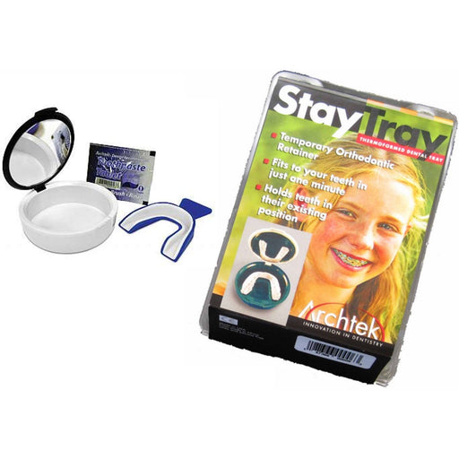 Archtek Denture Archtek Denture Thermoformed Dental Stay Tray With Case Medicine Cabinets White Smoke