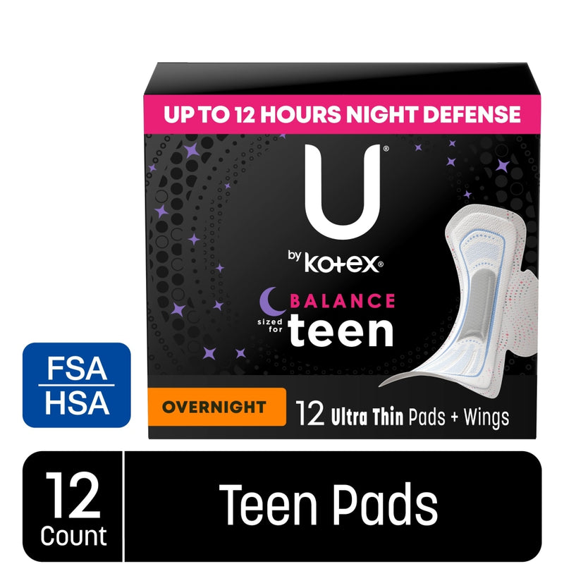 U by Kotex U by Kotex Pads + Wings, Ultra Thin, Overnight, Teen Personal Care