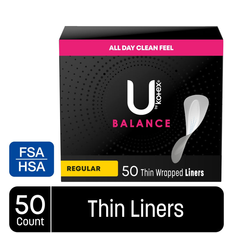 U by Kotex U by Kotex Balance Daily Liners, Thin Regular – 50 Count Feminine Pads & Protectors