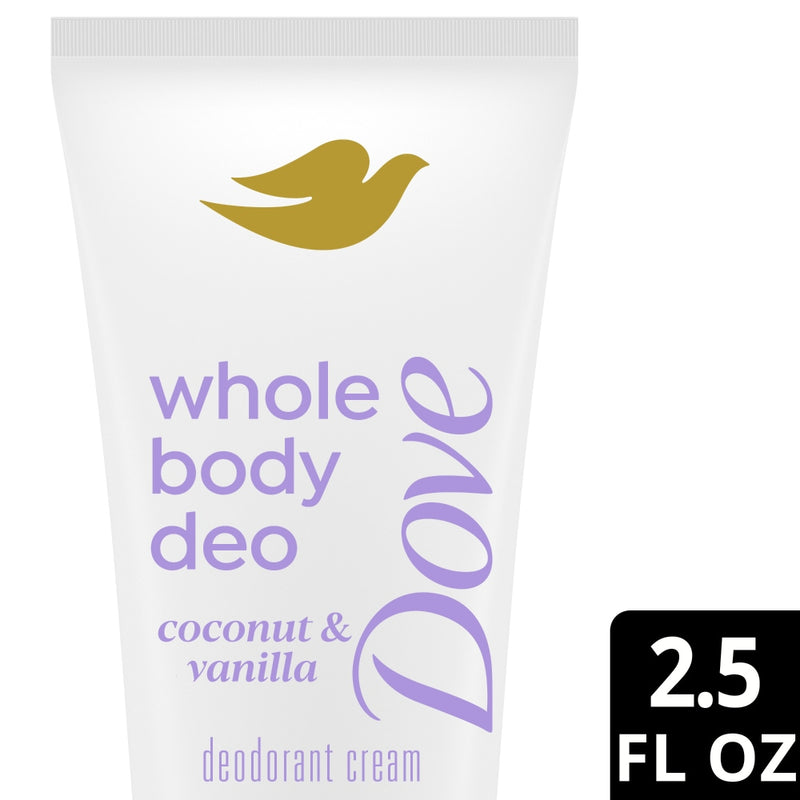 Dove Dove Deodorant Cream, Whole Body, P H Balancing, Coconut & Vanilla 2.5 Fl Oz Deodorant