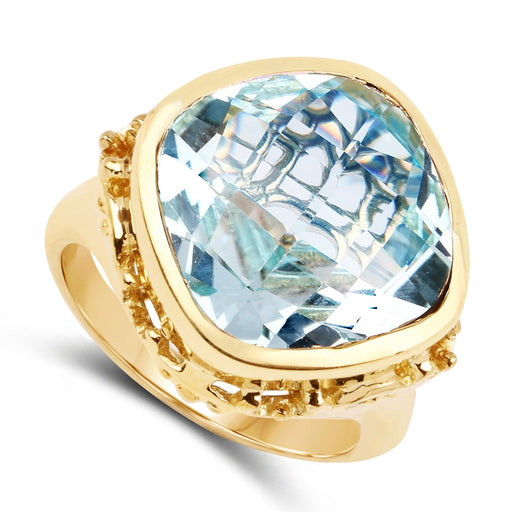 Bids.com 12.79 Carat Genuine Blue Topaz .925 Sterling Silver Ring Rings