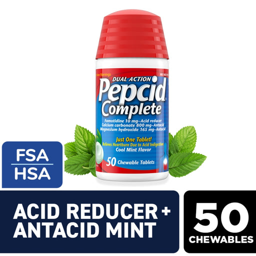 Pepcid Pepcid Chewable Tablets Dual Action Cool Mint Flavor Acid Reducer/Antacid Health & Beauty