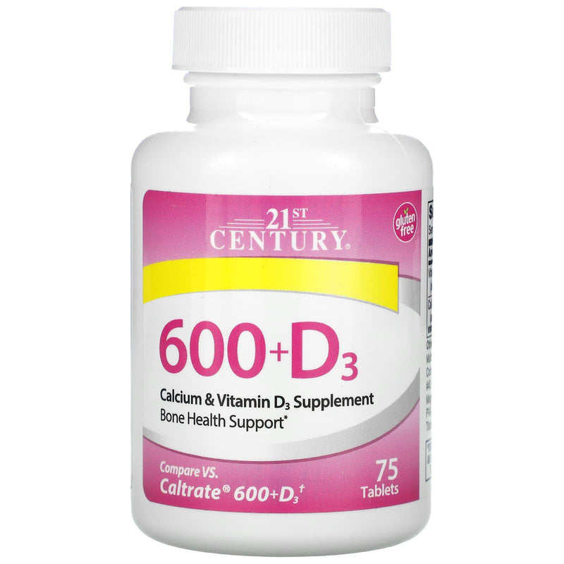 21st Century 21st Century Calcium 600 mg + Vitamin D3 800 IU – Bone & Joint Support, 75 Tablets Vitamins & Supplements White Smoke