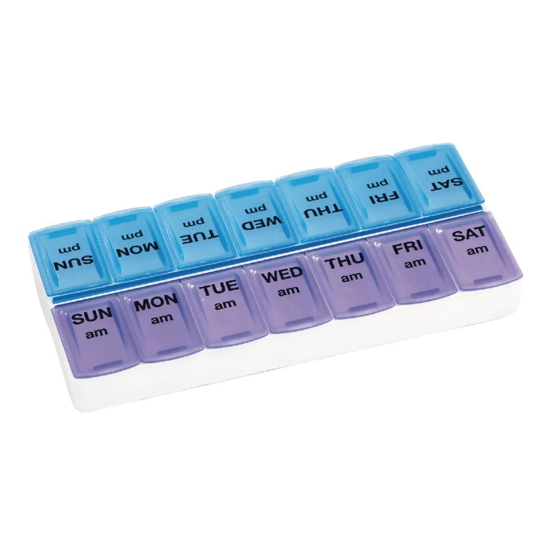 Apex Apex 7-Day Twice-A-Day Pill Organizer, Weekly AM/PM Medication Planner Health Care White Smoke
