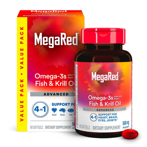 MegaRed MegaRed Omega 3s, Advanced, Fish & Krill Oil, 4 In 1, 500 Mg, Softgels, Value Pack Vitamins & Supplements