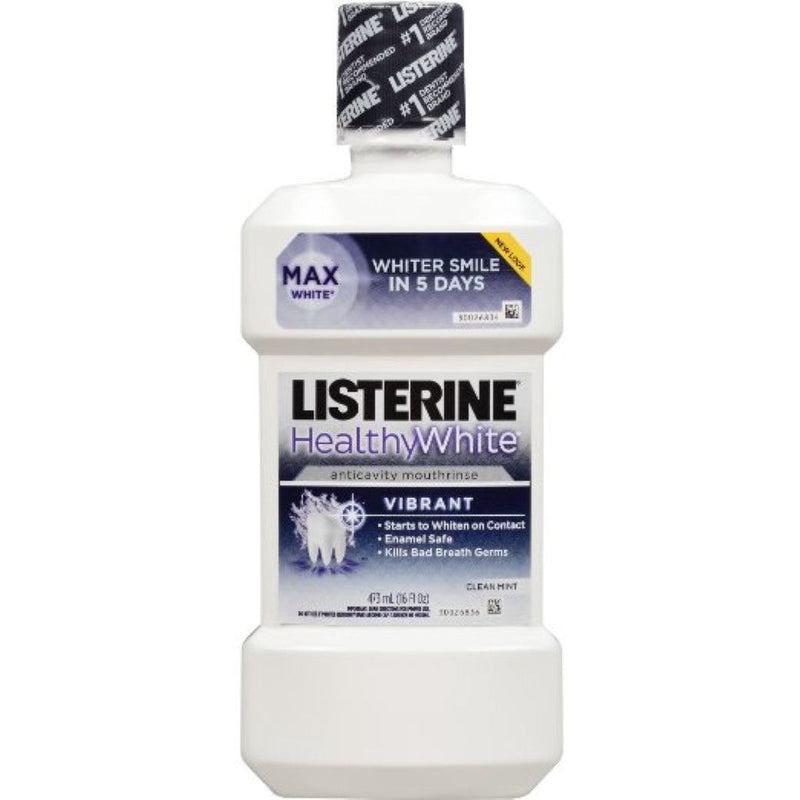 Listerine Listerine Healthy White Vibrant Multi-Action Fluoride Mouthwash, Foaming Anticavity Oral Mouth Rinse For Whitening Teeth & Fighting Bad Breath, Enamel-Safe, Clean Mint Flavor, 16 Fl. Oz Mouthwash White Smoke