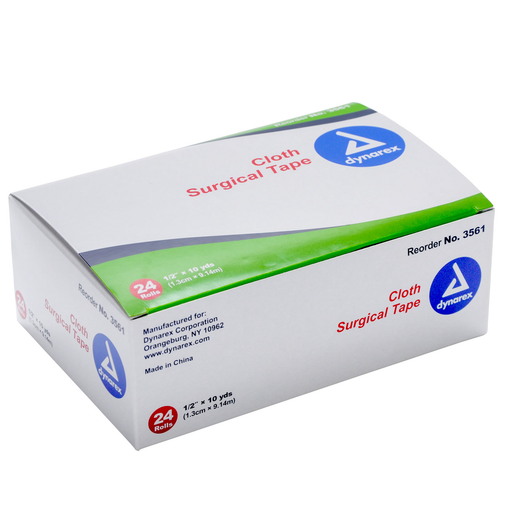Dynarex Dynarex Cloth Surgical Tape 0.5"X10 Yd, 24 Rolls Wig Glue & Tape