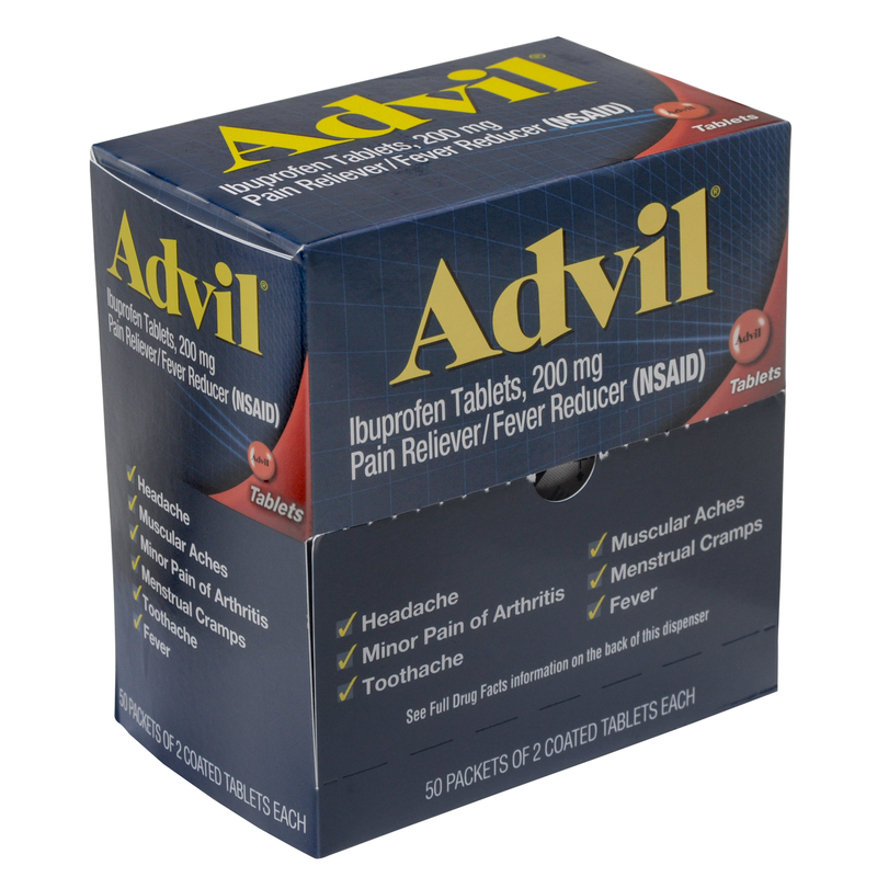 Advil Advil Ibuprofen Tablets, Two-Pack, 50 Packs/Box - Effective Pain Relief Health & Beauty