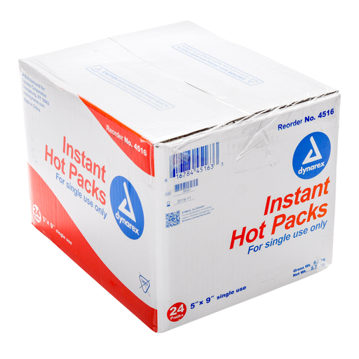 Dynarex Dynarex Instant Hot Packs - 5" x 9" Single-Use Heat Therapy, 24 Count Case Hot & Cold Therapies