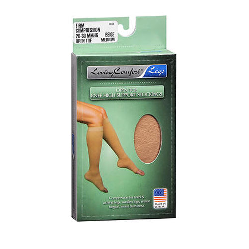 Scott Specialties Loving Comfort Surgical Weight  Stockings  Knee-High Open Toe  Women 20-30Mmhg - Beige - Medium Personal Care