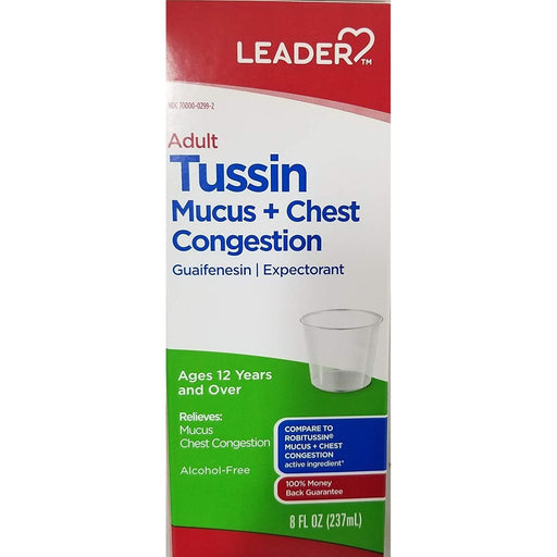 Leader Leader Adult Tussin Mucus+Chest Congestion, 8 Oz. Per Bottle Health & Beauty Light Gray