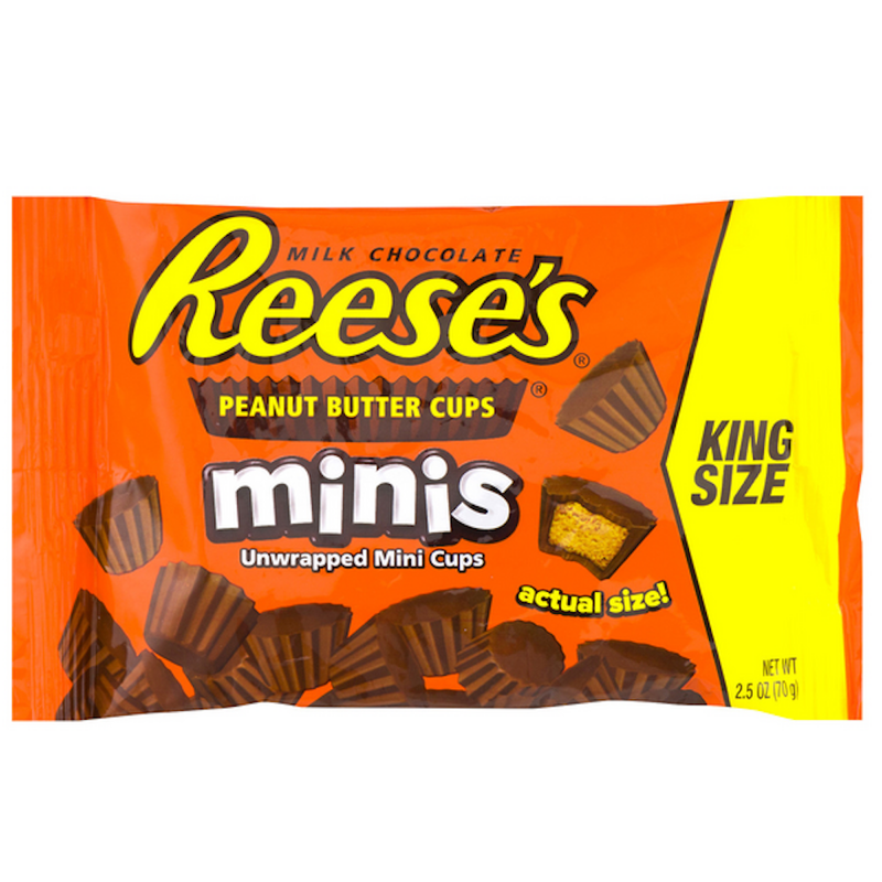 Reese's Reese's Minis Milk Chocolate Peanut Butter Cups – King Size (2.5 oz) Candy & Chocolate