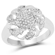 Bids.com 14K Yellow Gold Plated 0.28 Carat Genuine White Diamond .925 Sterling Silver Ring Rings